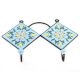 Turquoise And Forest Green Floral Tiles Hooks